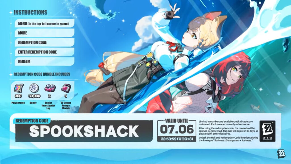 It's a poster for a Polychrome code in the game Zenless zone Zero to redeem rewards specially for the release of Version 2.1 - SPOOKSHACK.