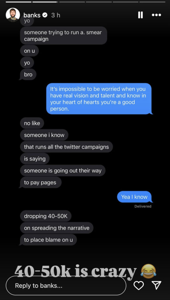 FaZe Clan Banks Instagram DM