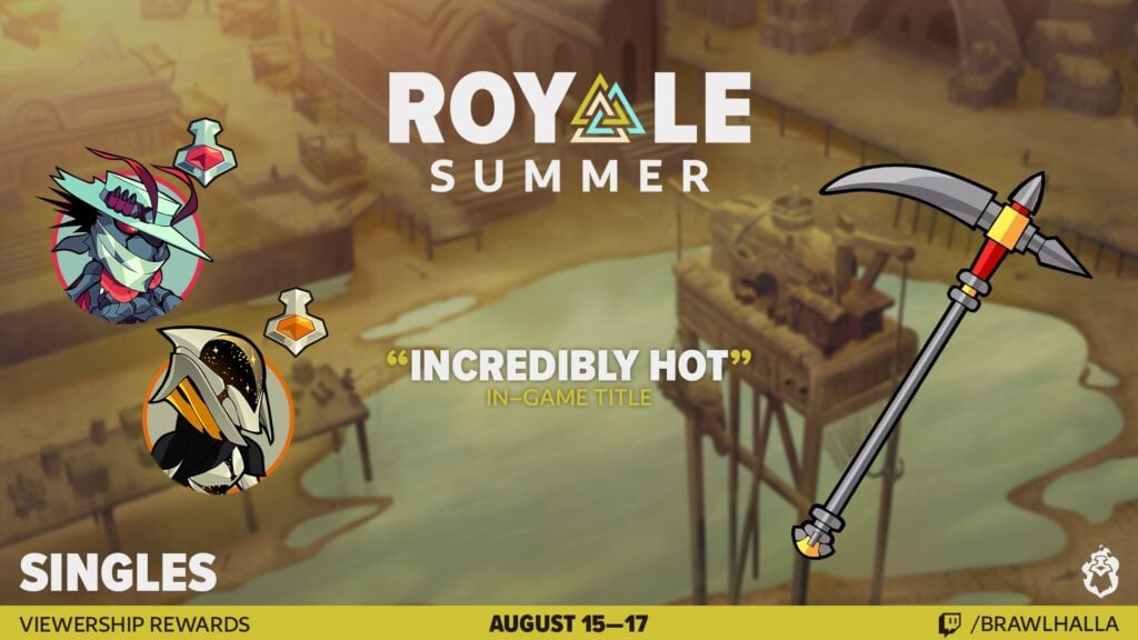 The image features viewership rewards during the Brawlhalla esports event Summer Royale 2025.