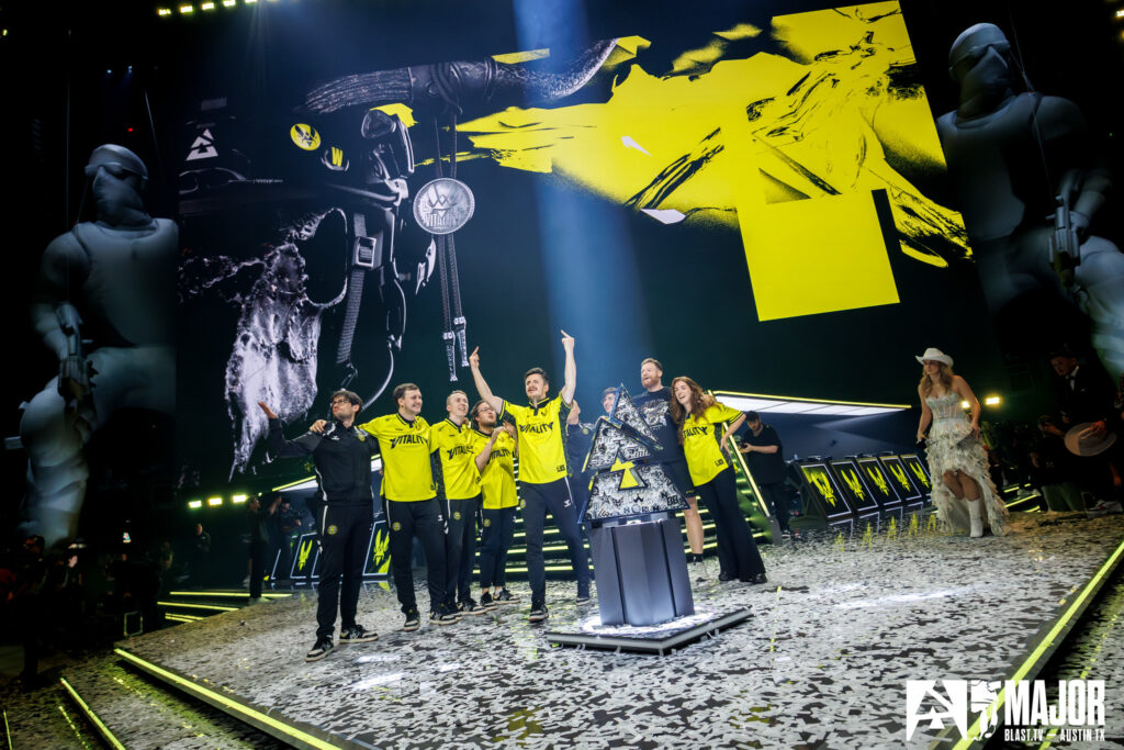 It’s a photo of the Counter-Strike 2 esports players from Team Vitality at the tournament BLAST.tv Austin Major 2025.