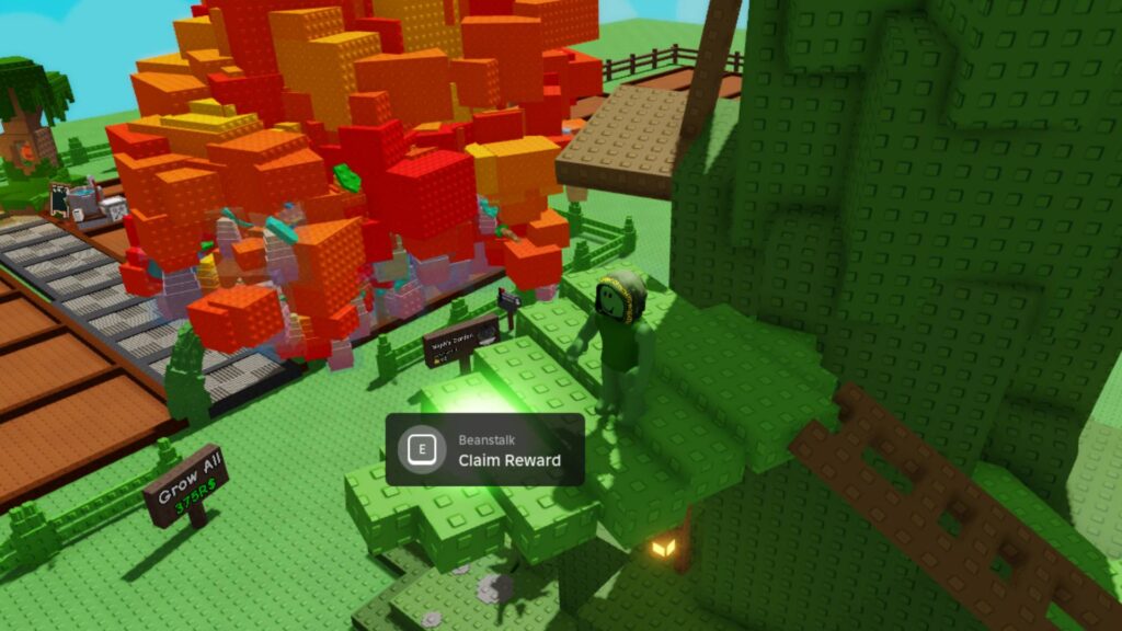 Claiming one of the rewards during the Beanstalk Event to get the Bloom Mutation Spray in Grow a Garden