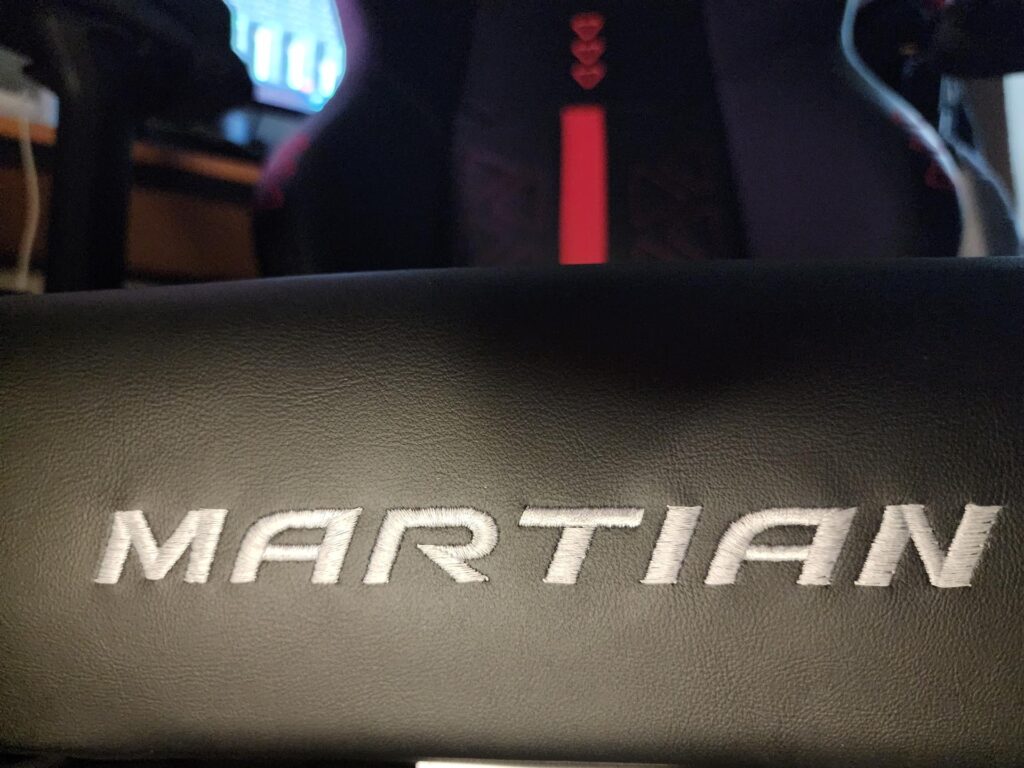 "MARTIAN" embroidered onto the seat. (Photo via esports.gg)