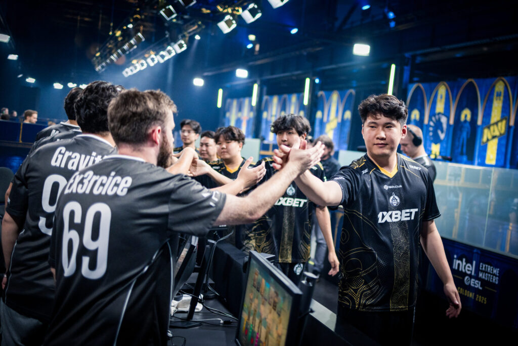 It’s a photo of the esports team The MongolZ at the CS2 event IEM Cologne 2025. The image illustrates an article about the betting platforms that sponsor Counter-Strike 2 teams at this tournaments.