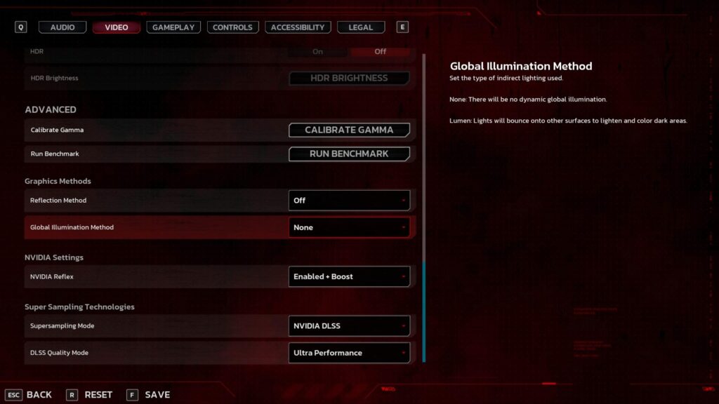 KF3 - Disable Lumen Lighting in settings