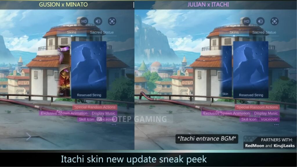 MLBB x Naruto Minato and Itachi skins leaked by data miners