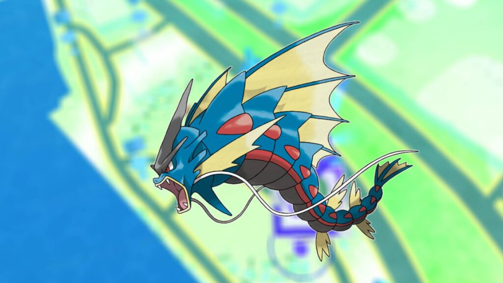 Mega Gyarados, the featured Pokémon for an upcoming Raid Day