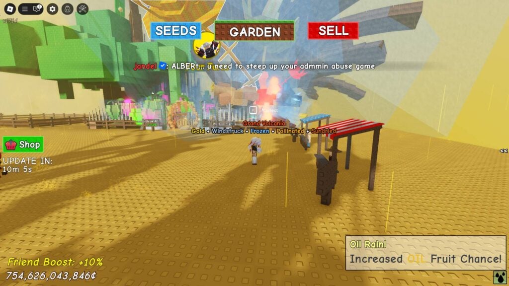 Oil Rain weather event in Grow a Garden