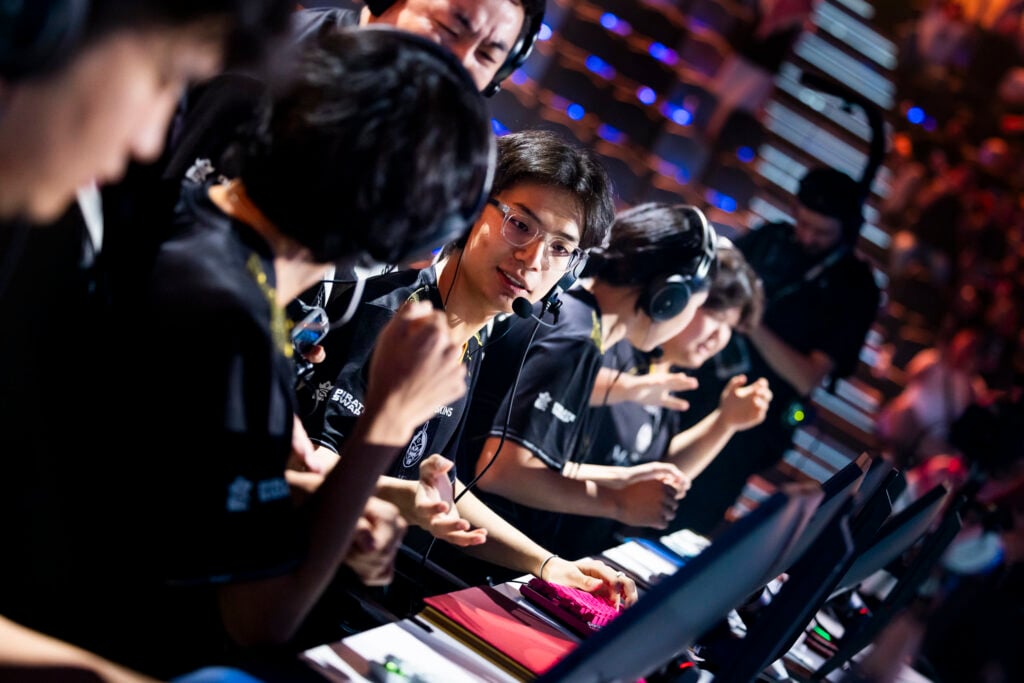 It’s a photo of the CS2 team The MongolZ at the Counter-Strike 2 Esports World Cup.
