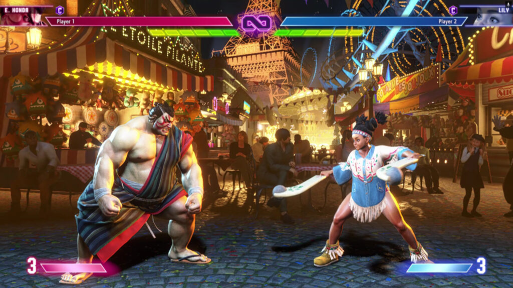 It’s a screenshot from the fighting game Street Fighter 6: a match between E. Honda and Lily. These characters represent the A tier in a casual, beginner-friendly SF6 tier list.