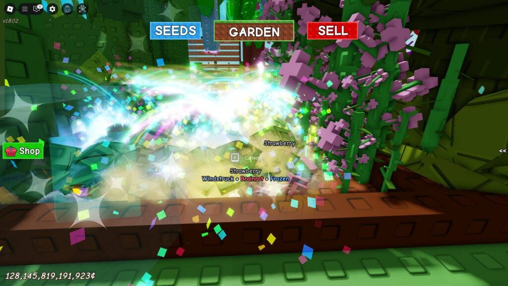 Strawberries with the Brainrot multiplier mutation in Grow a Garden