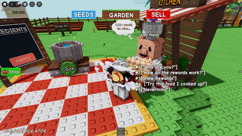 Submitting foods to Chris P in Grow a Garden's Cooking Update