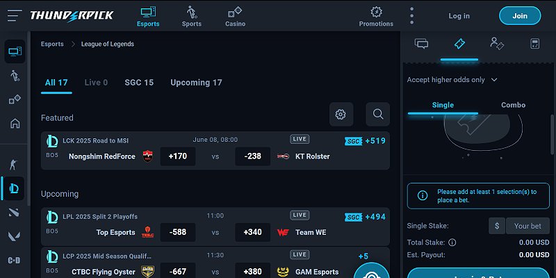 Thunderpick Sports US - League of Legends