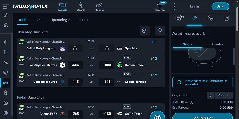 Thunderpick Sports US - CoD