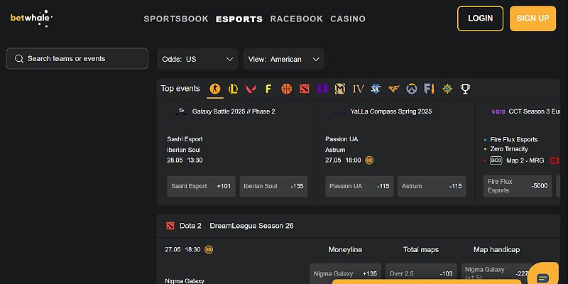 BetWhale Sports US - eSports