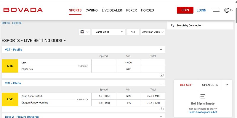 Bovada Sports USA - eSports