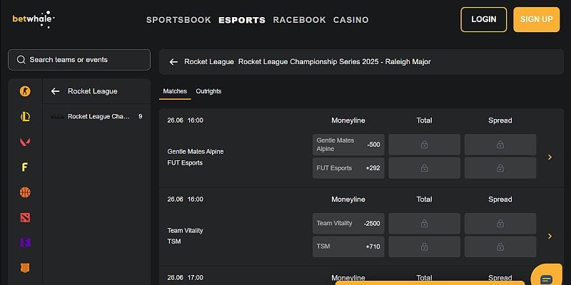 BetWhale Sports US - Rocket League