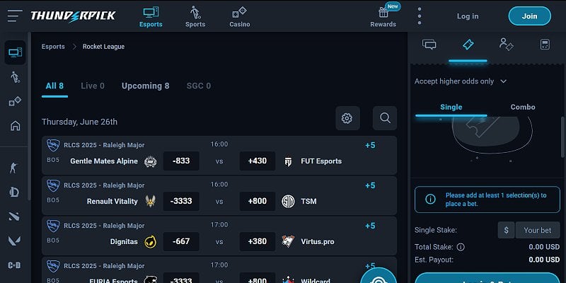 Thunderpick Sports US - Rocket League