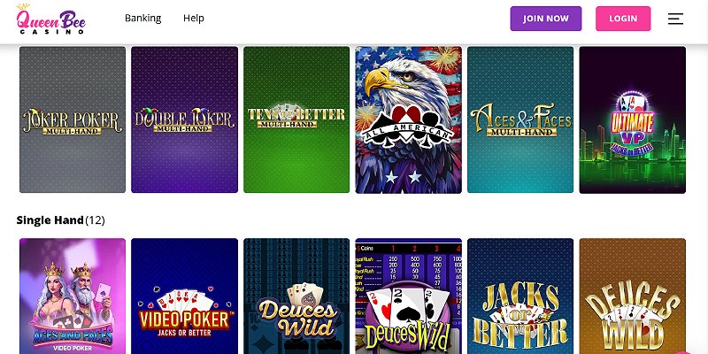 Queen Bee Casino US - Video Poker