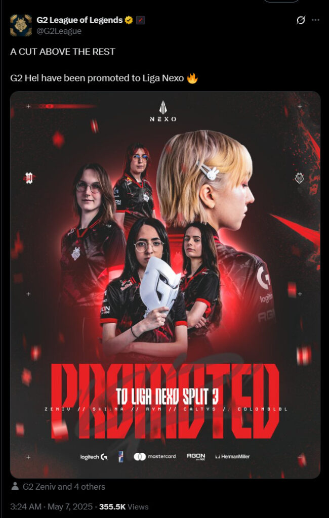 G2 HEL qualified for Liga Nexo Split 3 and made it to the playoffs. (Image via G2 Esports)