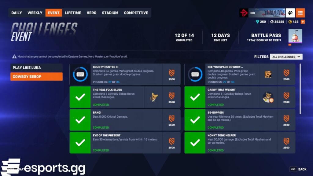 Overwatch 2 Cowboy Bebop rewards