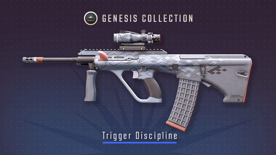 It’s the official poster for the CS2 skin AUG | Trigger Discipline. It’s part of the Genesis Collection in Counter-Strike.