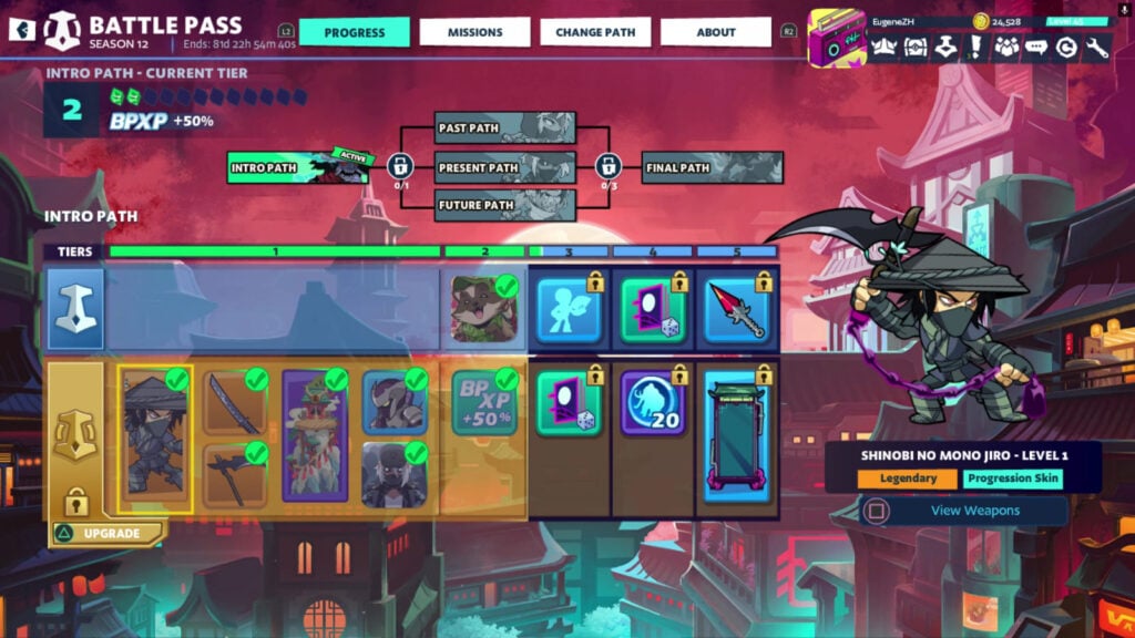 It’s a screenshot from the game Brawlhalla: it shows the Intro Path of Battle Pass Season 12.