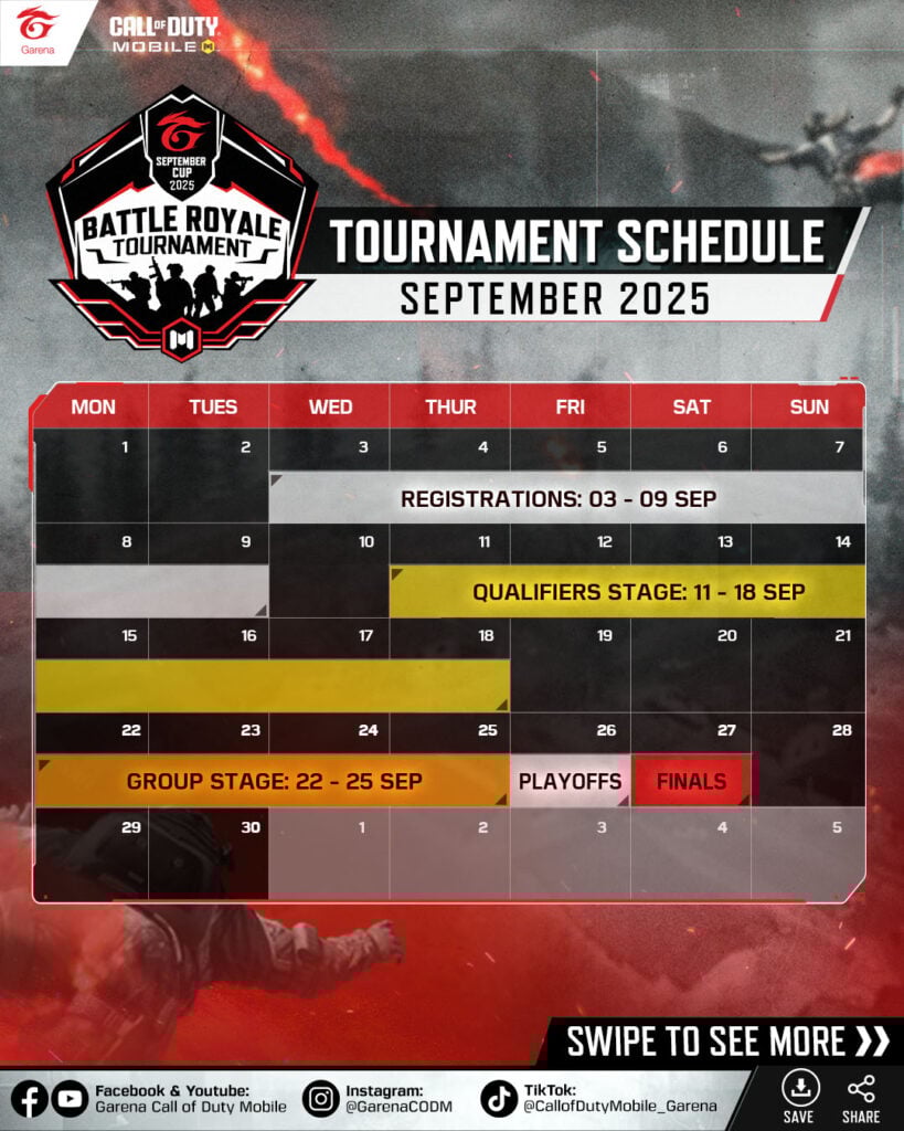 CoD Mobile Garena September Cup 2025 Tournament Schedule