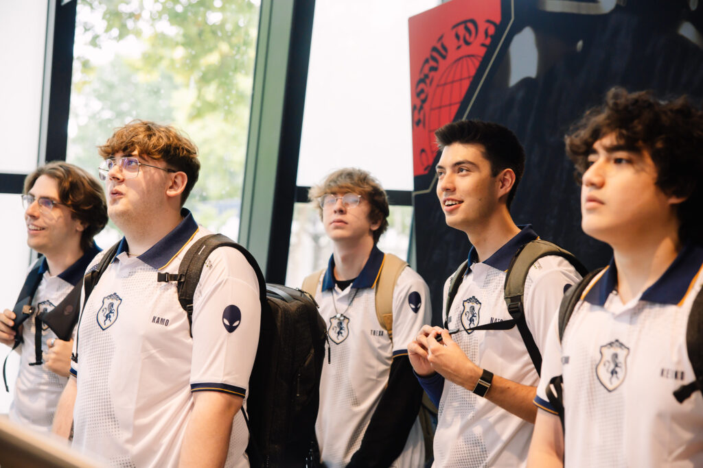 The photo captures the esports players from Team Liquid entering the arena at the tournament VALORANT Champions 2025.