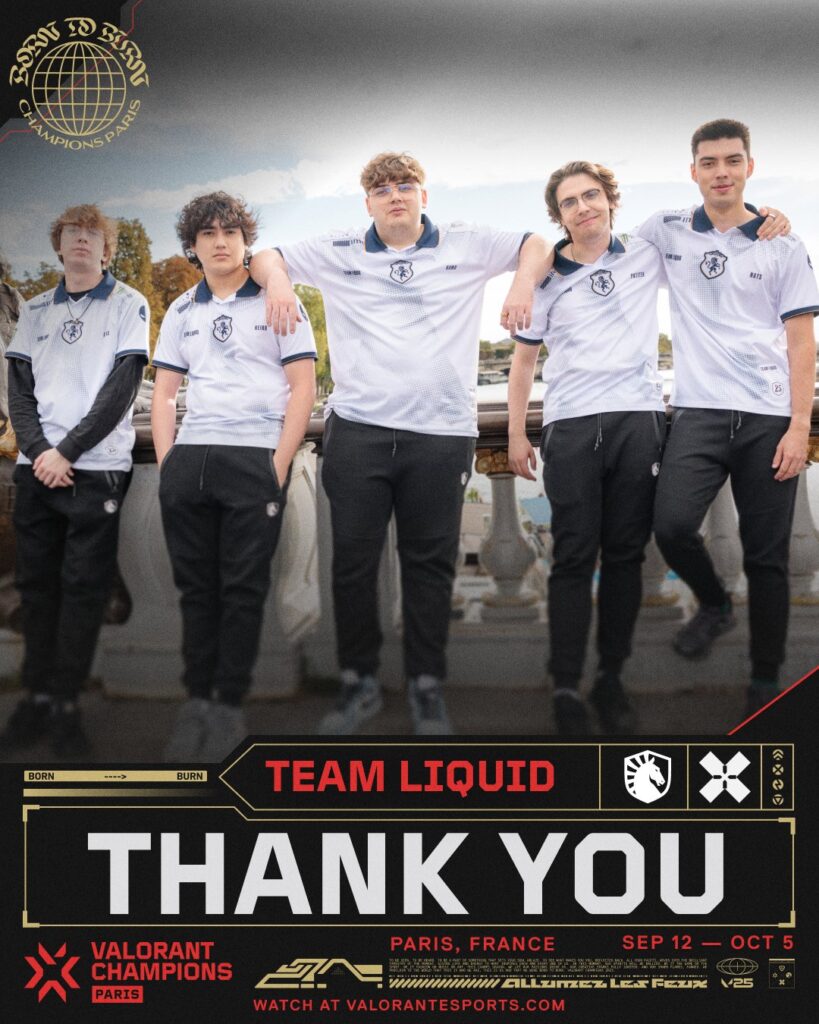 It’s the official goodbye poster of Team Liquid, as it was eliminated from the Group Stage at VALORANT Champions 2025.