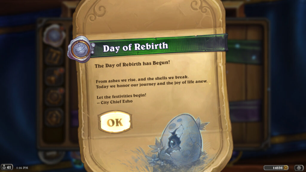Day of Rebirth Mini-Set now live with special Hearthstone event and freebies