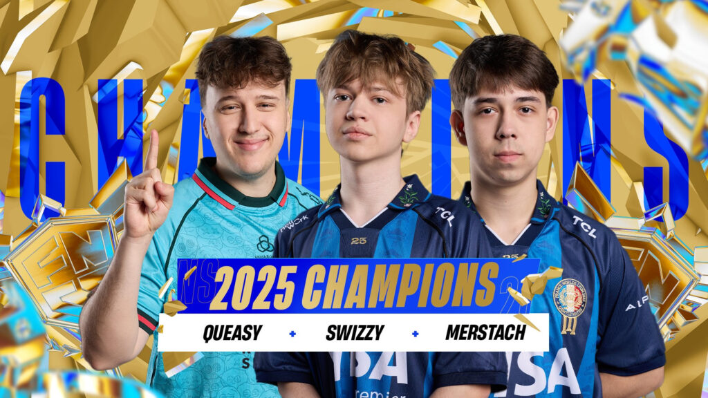 FNCS Globals 2025 winners (Queasy, Merstach, and Swizzy)