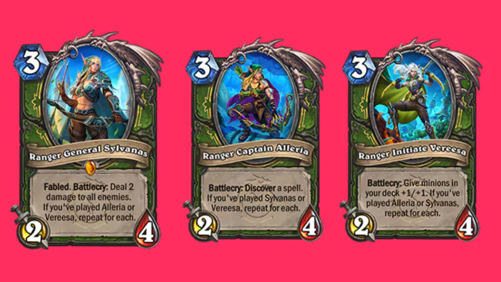 Ranger General Sylvanas and her sisters in Hearthstone's Across the Timeways expansion