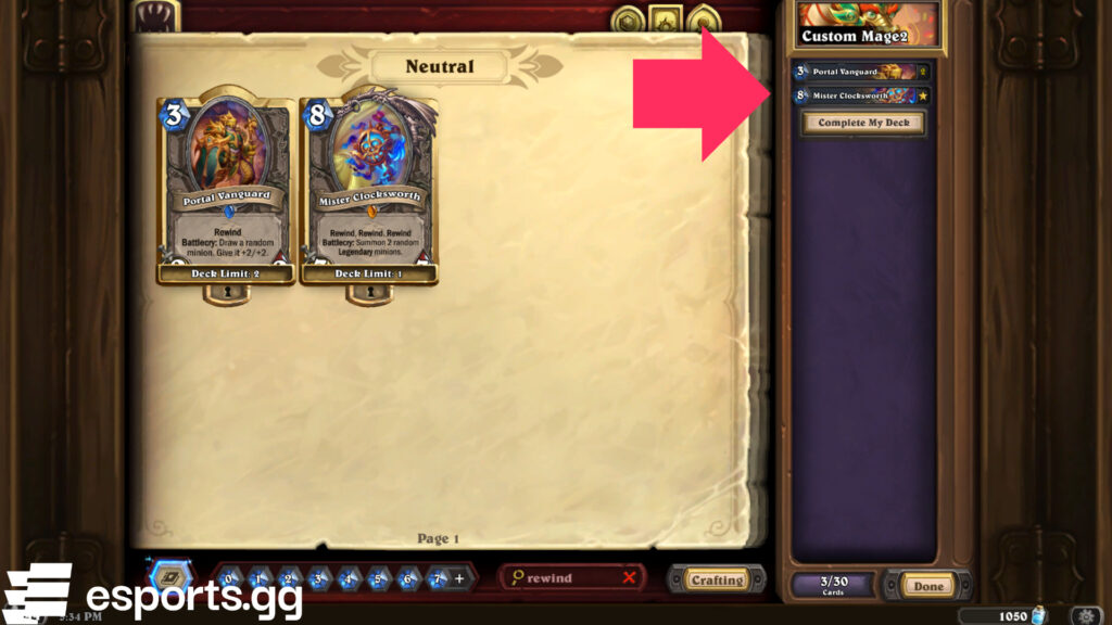 Mister Clocksworth and Portal Vangaurd in Hearthstone