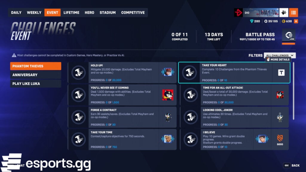 Overwatch 2 Phantom Thieves challenges