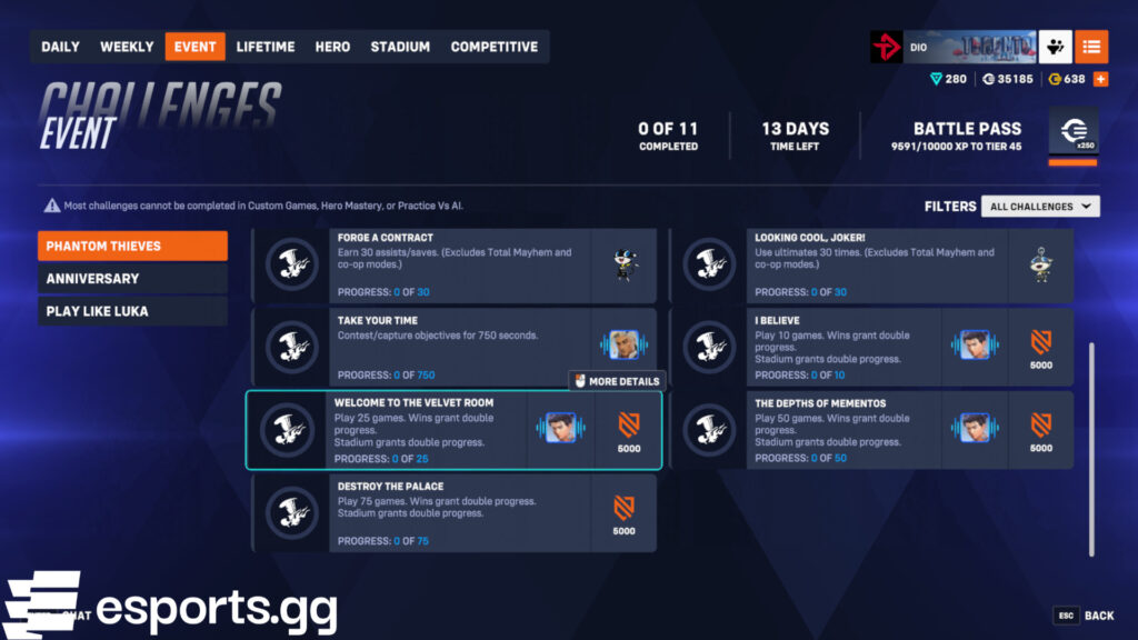 Overwatch 2 Phantom Thieves rewards