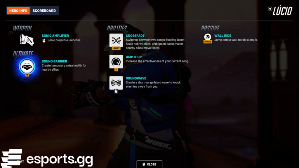 Lúcio's kit (Screenshot via esports.gg)