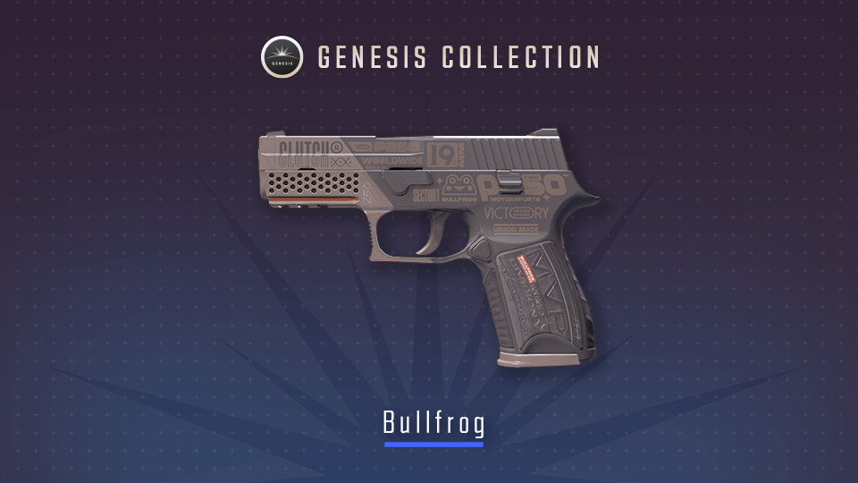 It’s the official poster for the CS2 skin P250 | Bullfrog. It’s part of the Genesis Collection in Counter-Strike.