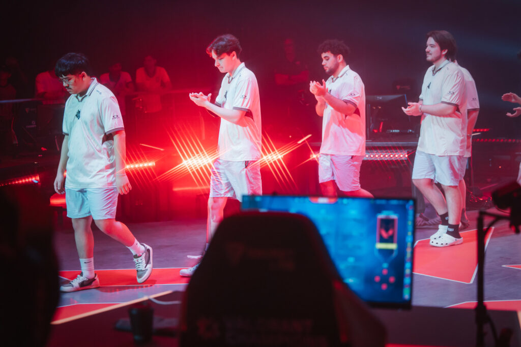 It’s a photo of the team G2 Esports at the tournament VALORANT Champions 2025.