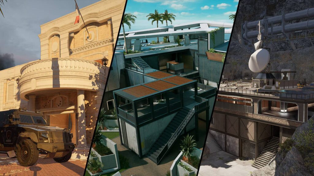 It’s a poster of three modernized maps that join the game Rainbow Six Siege X in Year 10 Season 3.