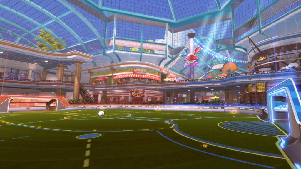 The image reveals a new Arena coming to Rocket League with Season 20: Boostfield Mall.