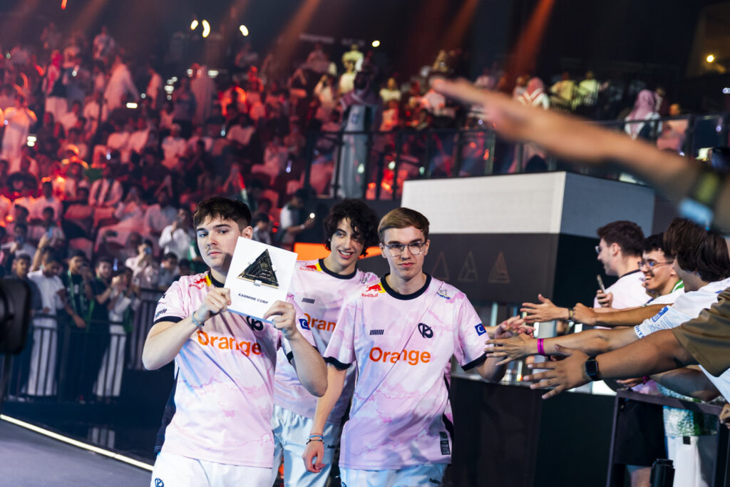 It’s a photo of the Rocket League team Karmine Corp at the event Esports World Cup 2025.