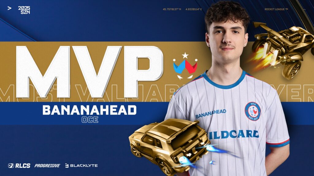 It’s a poster for the Rocket League player bananahead from the team Wildcard — he is a seasonal MVP in Oceania.