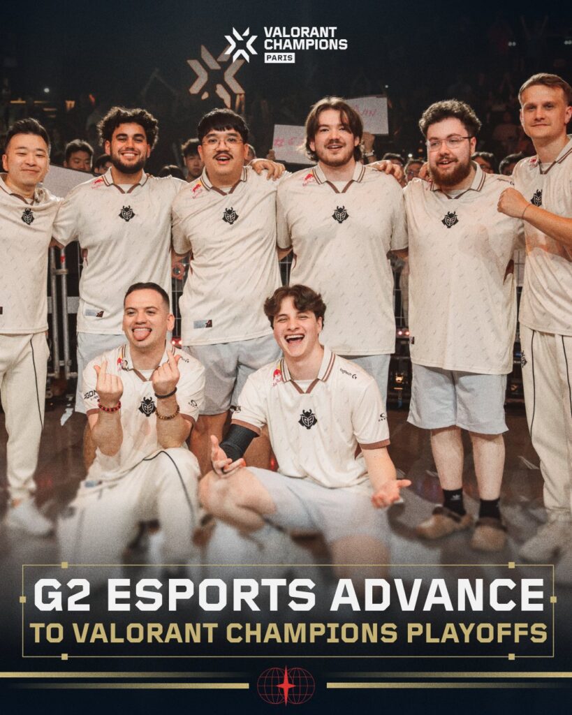 It’s the official poster for the team G2 Esports advancing to the final stage of VALORANT Champions 2025.