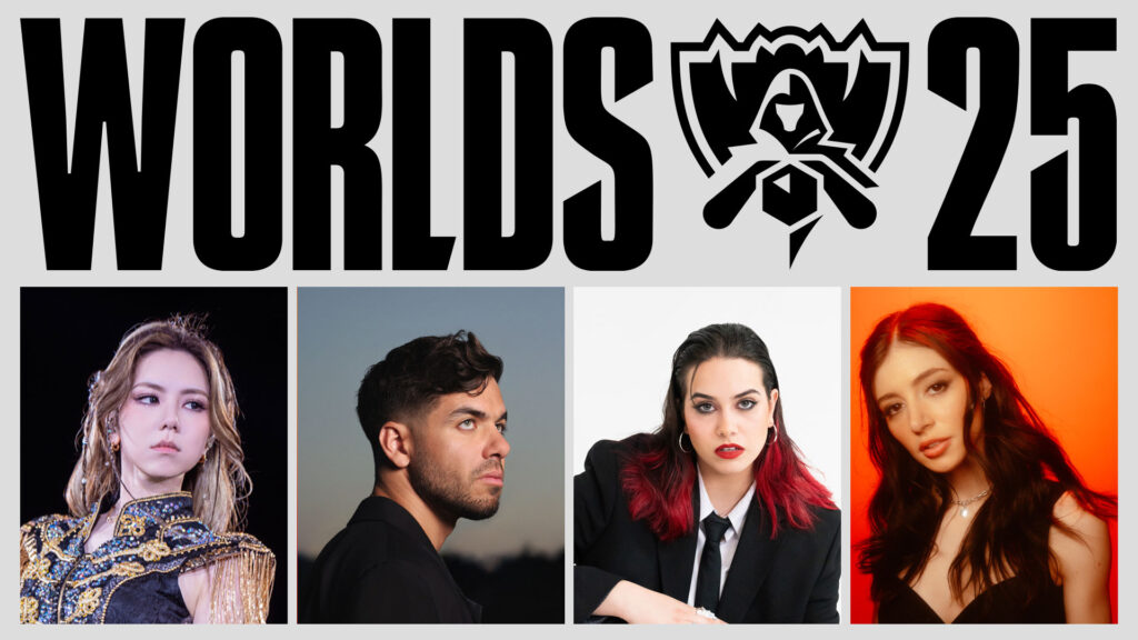 Worlds 2025 Opening Ceremony performers (L-R: G.E.M., Anyma, TEYA, Chrissy Costanza) (Image via LoL Esports)
