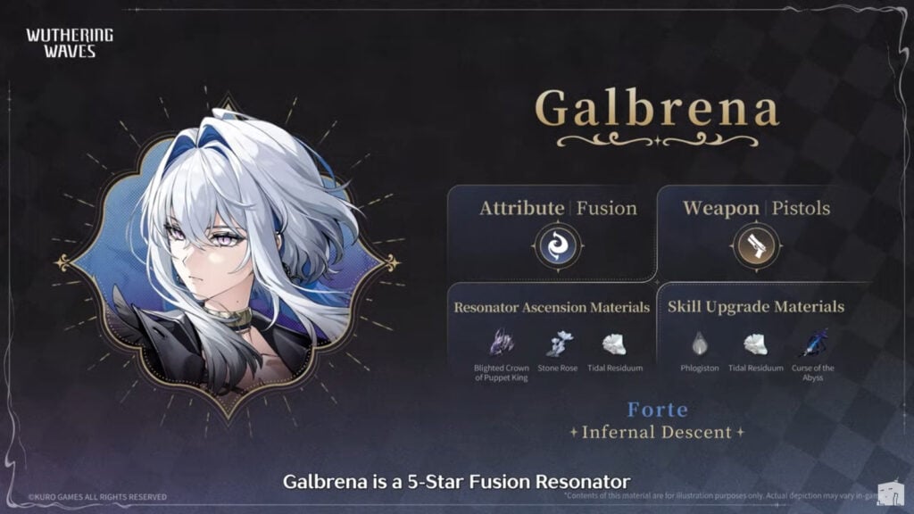 The official poster of the Wuthering Waves character Galbrena reveals her various details.