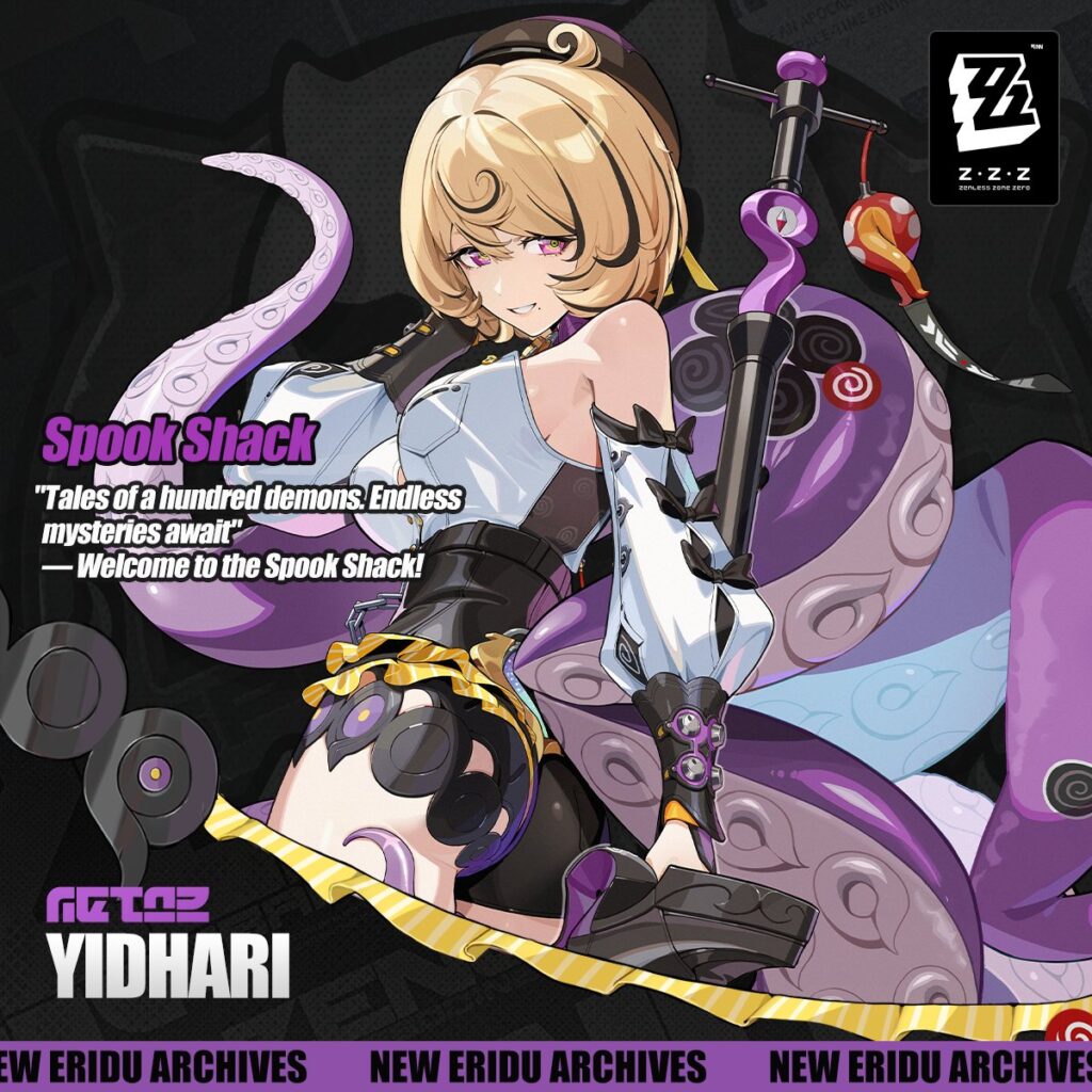 The official poster reveals the appearance and the basic info on Agent Yidhari. She comes to the game Zenless Zone Zero with Version 2.3.
