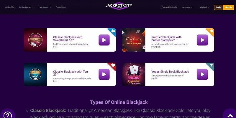 Jackpot City Casino CA - Table Games