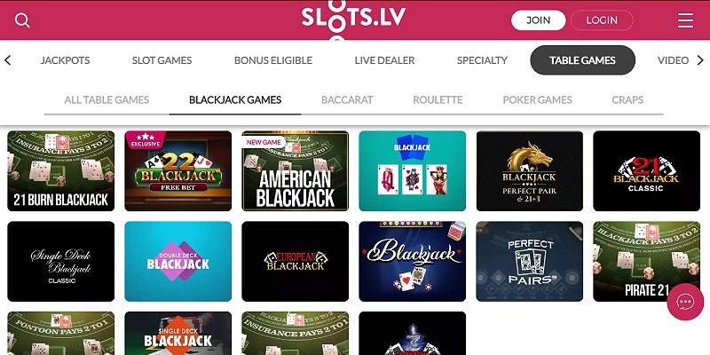 Slots.lv Casino US - Blackjack