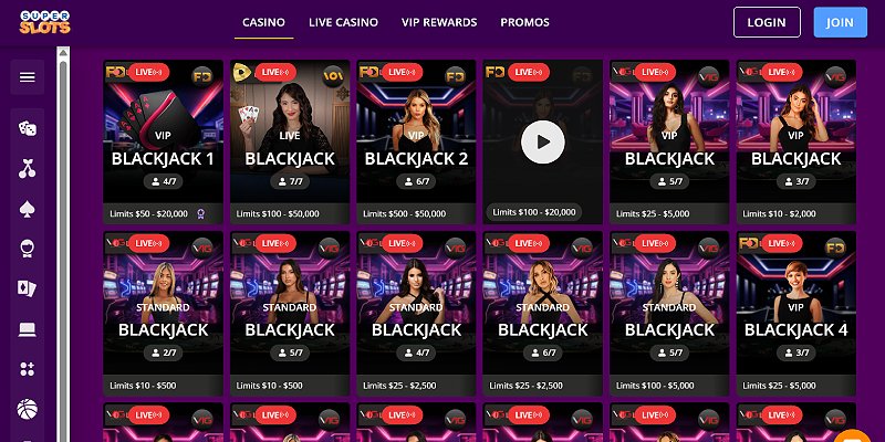 Super Slots Casino US - Live Blackjack