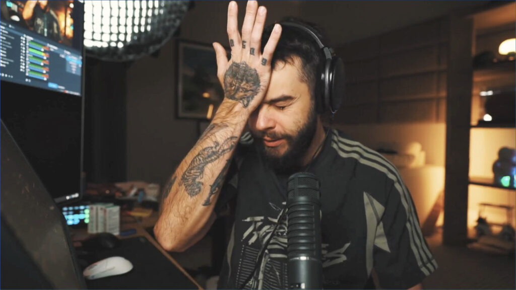 Nadeshot from 100 Thieves facepalming